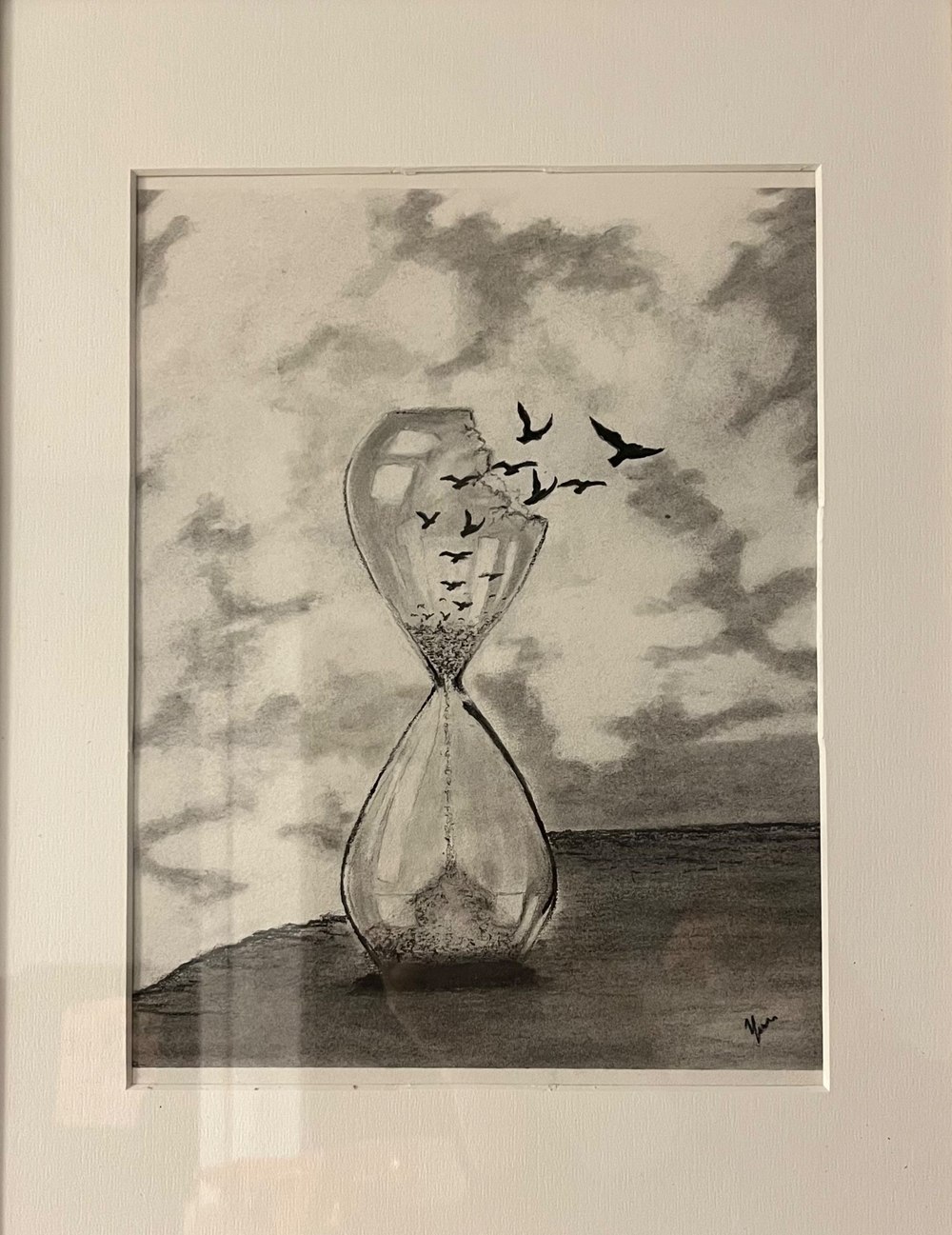 Hourglass and birds
